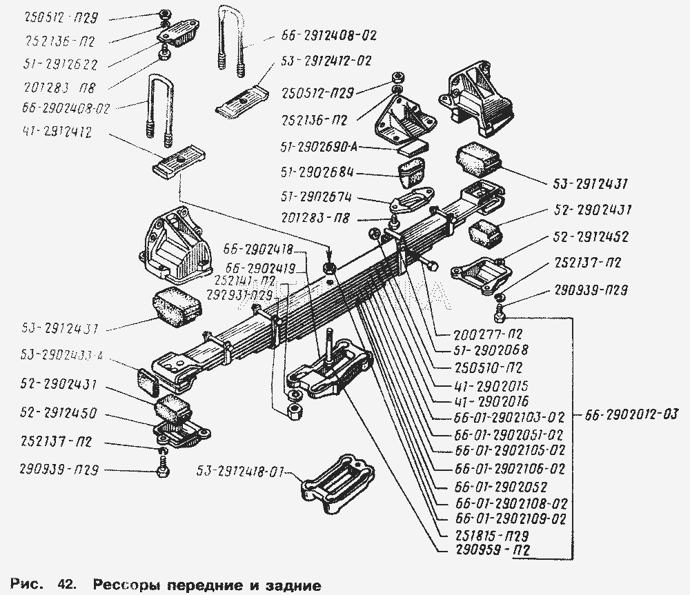 Рессоры передние и задние.  ГАЗ-66 (Каталог 1996 г.)