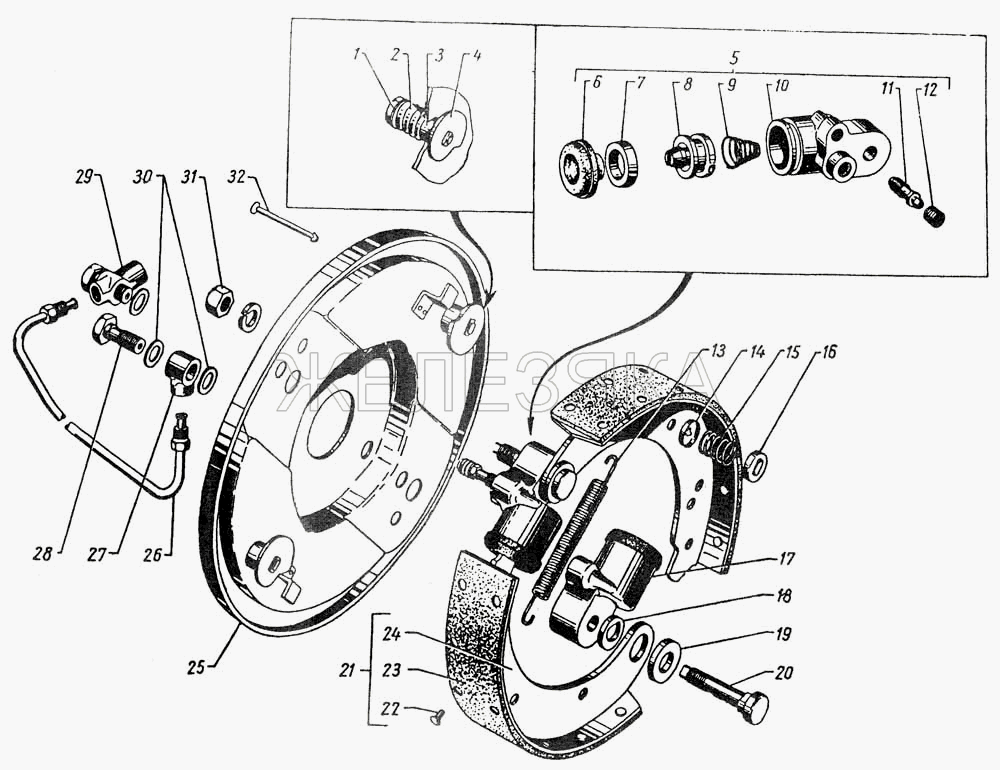 Передние ножные тормоза  и тормозные барабаны.  ГАЗ-12 (ЗИМ)