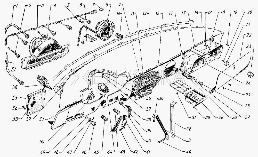 Панель приборов.  ГАЗ-21 (каталог 69 г.)