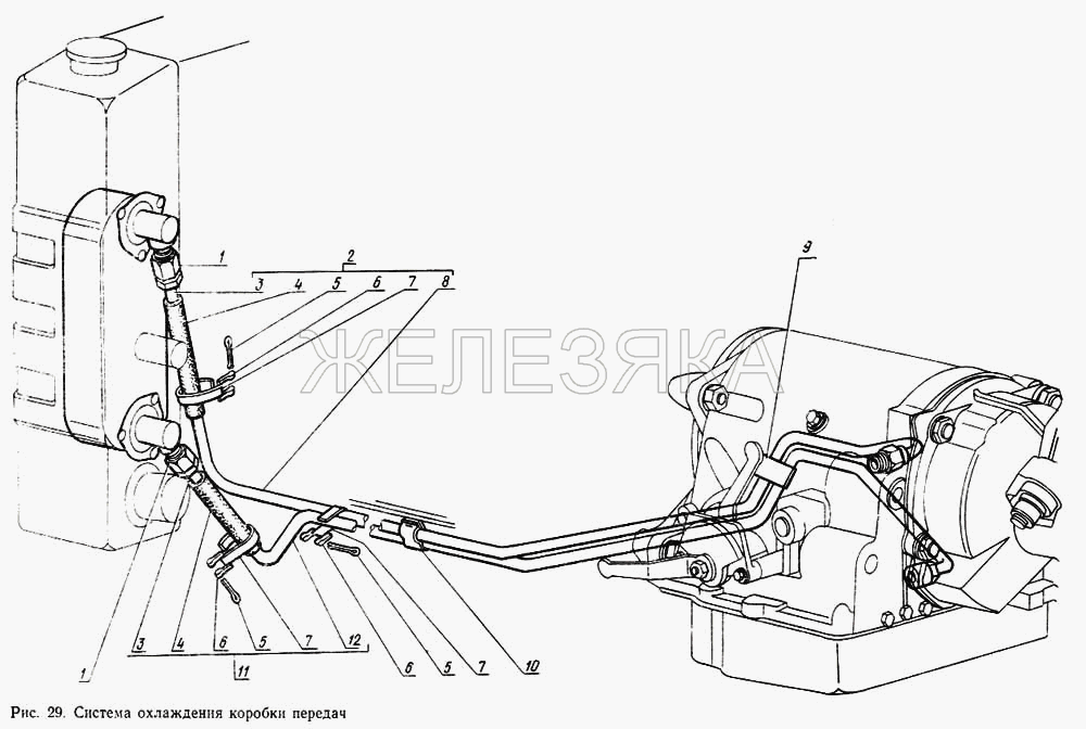 Система охлаждения коробки передач.  ГАЗ-14 (Чайка)
