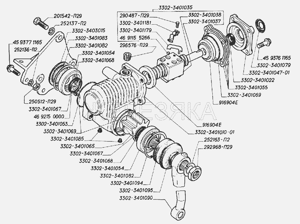 Механизм рулевого управления (для автомобилей без гидроусилителя руля).  ГАЗ-3302 (2004)
