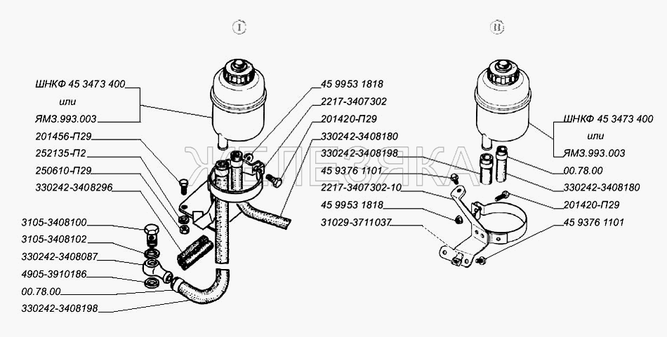 Бачок и шланги гидроусилителя руля.  ГАЗ-3302 (2004)