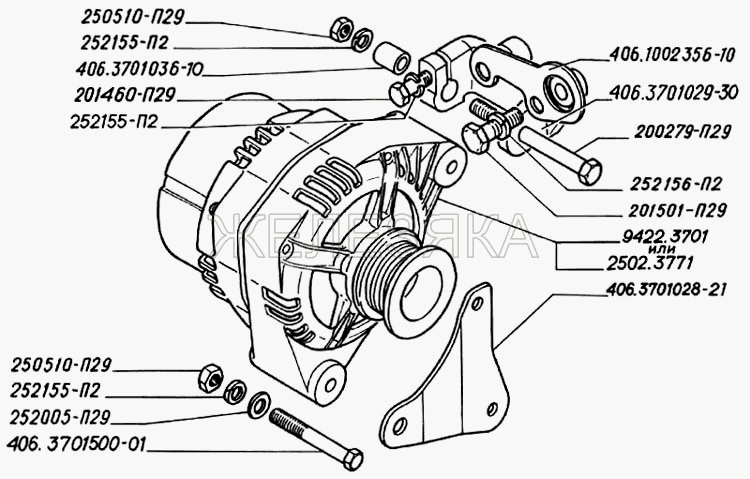 Генератор двигателей ЗМЗ-406.  ГАЗ-3302 (2004)