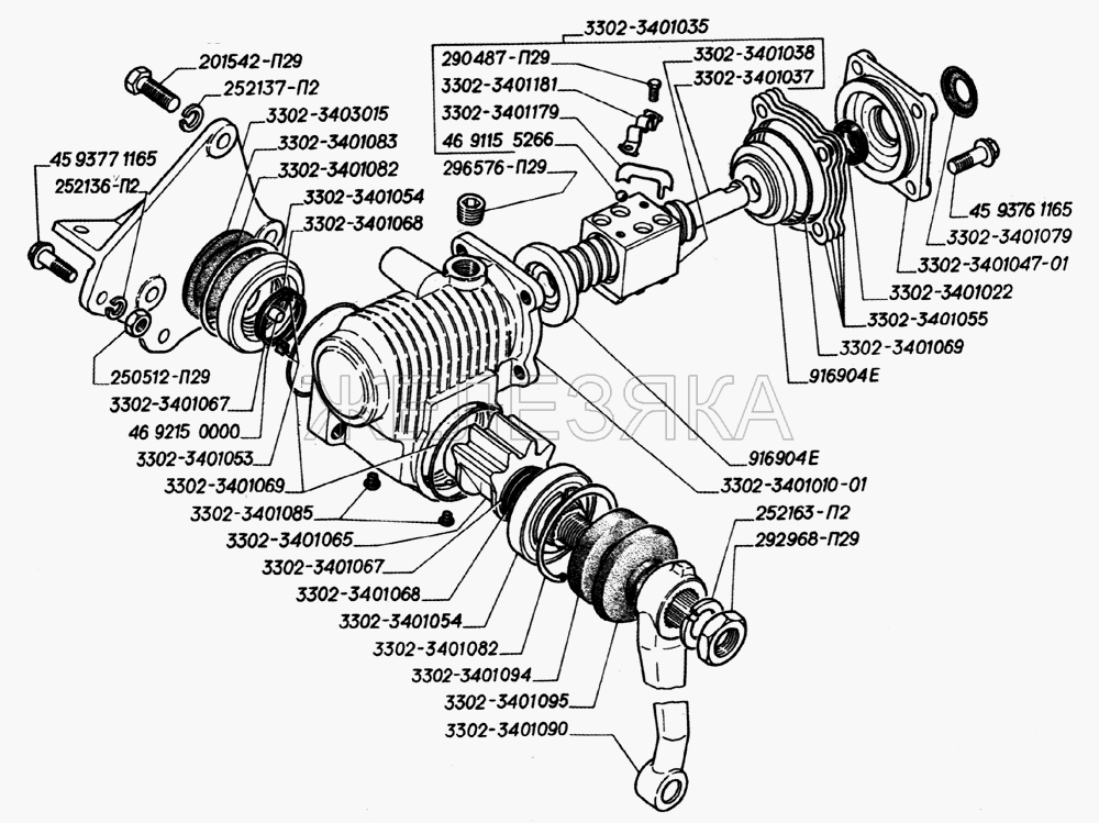 Механизм рулевого управления (для автомобилей без гидроусилителя руля).  ГАЗ-2705 (дв. ЗМЗ-406)
