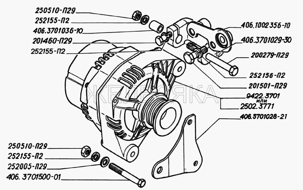 Генератор двигателей ЗМЗ-406.  ГАЗ-2705 (дв. УМЗ-4215)