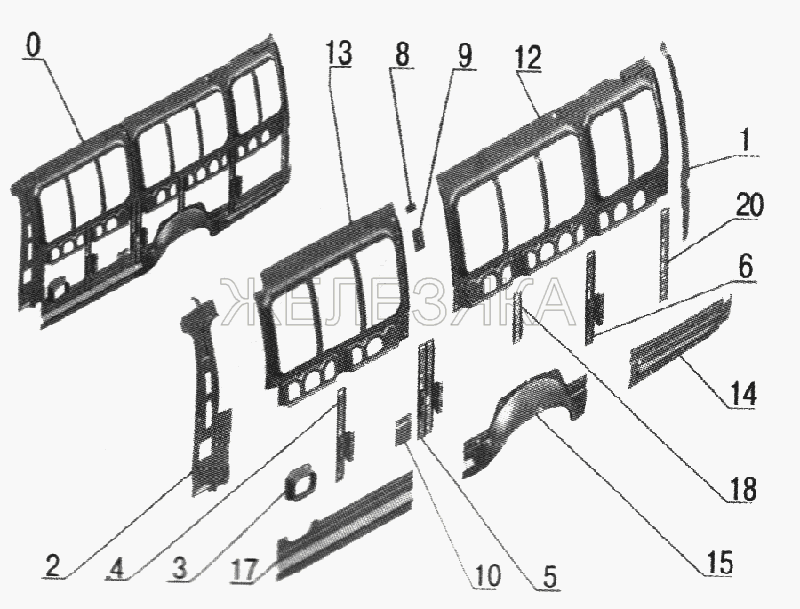 Каркас левой боковины (2705-5401051-50).  ГАЗ-2705, 3221 (куз. детали)