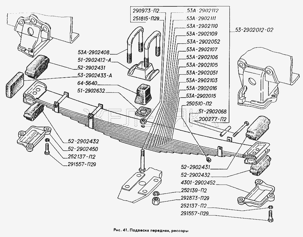 Подвеска передняя, рессоры.  ГАЗ-3309