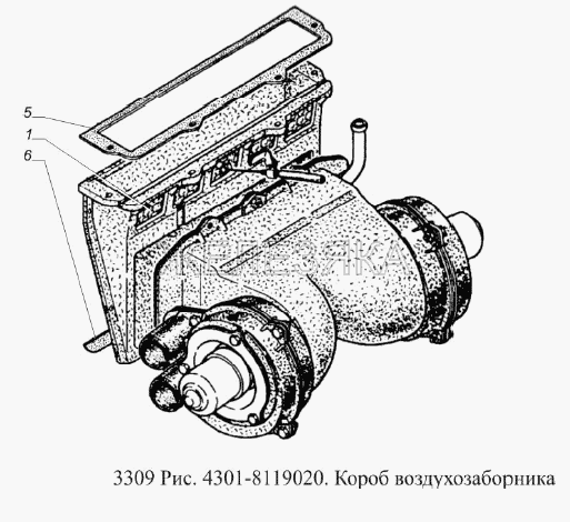 Короб воздухозаборника.  ГАЗ-3309 (Евро 2)