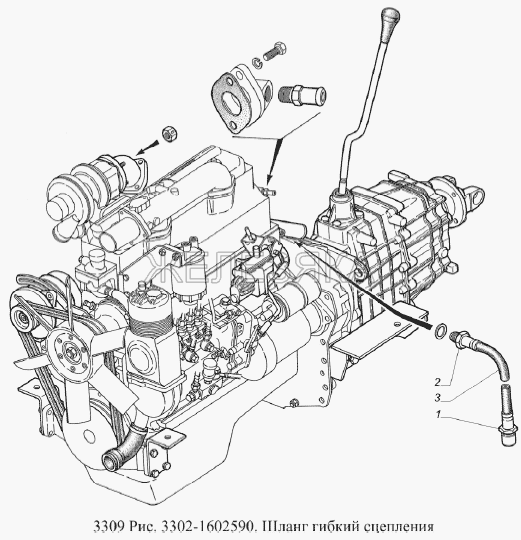 Шланг гибкий сцепления.  ГАЗ-3309 (Евро 2)