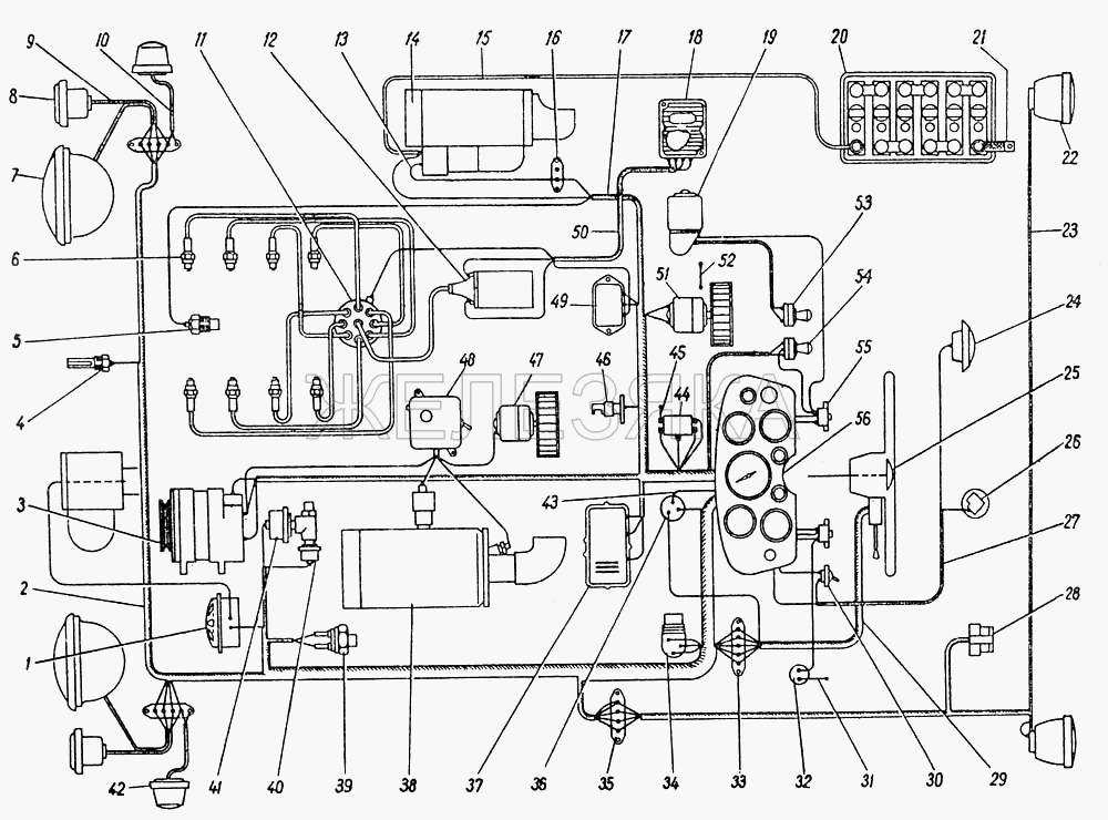 Схема электрооборудования.  ГАЗ-5312