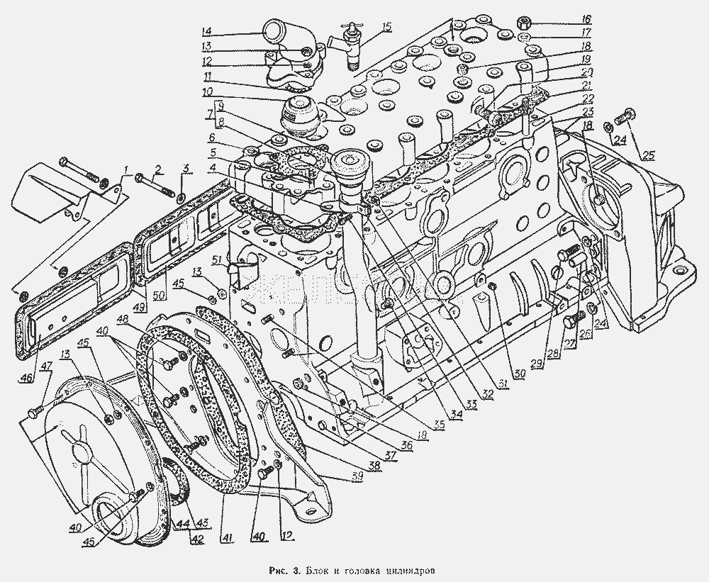 Блок и головка цилиндров.  ГАЗ-52-02