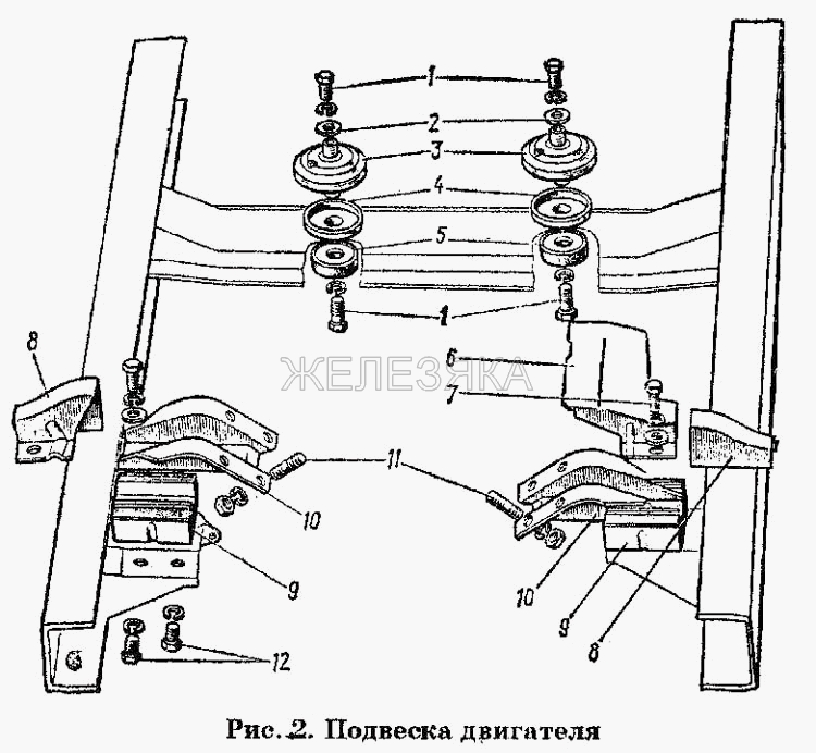 Подвеска двигателя.  ГАЗ-53 А