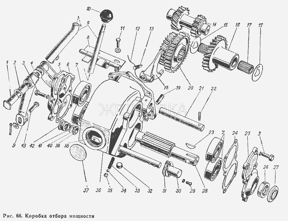 Коробка отбора мощности.  ГАЗ-66 (Каталог 1983 г.)