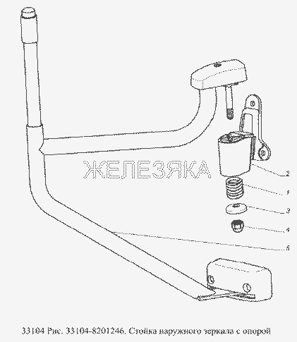 Стойка наружного зеркала с опорой.  ГАЗ-33104 Валдай Евро 3
