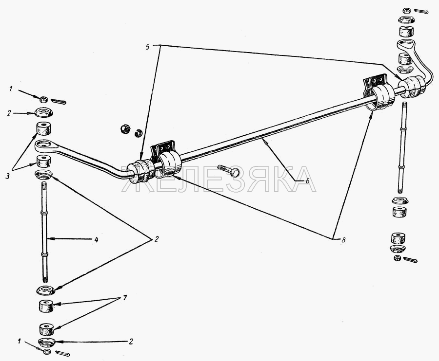 Стабилизатор  поперечной устойчивости передней подвески.  М20 Победа