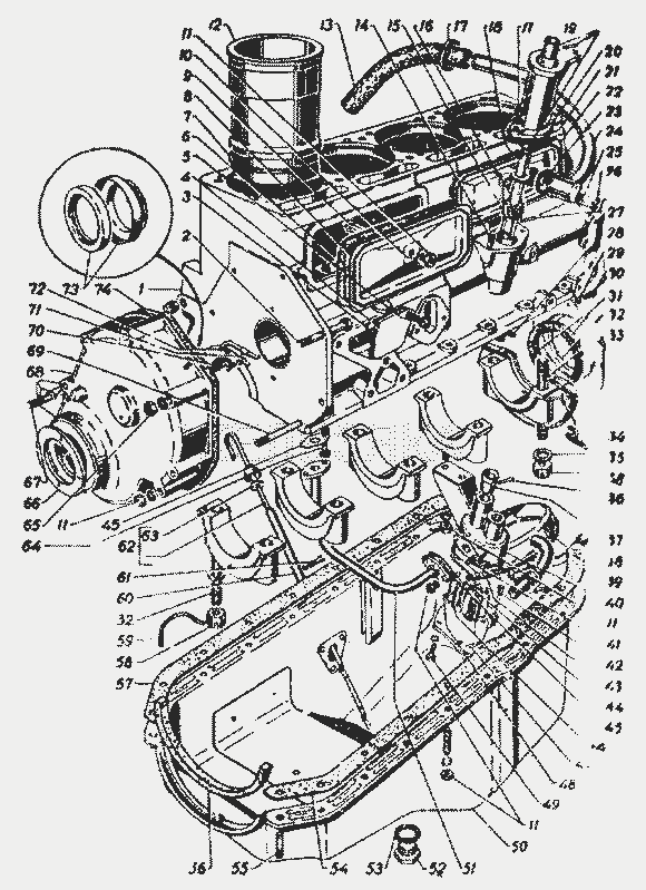 Блок цилиндров.  ГАЗ-21