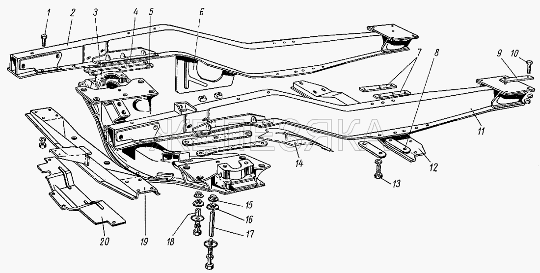 Рама.  ГАЗ-21 (каталог 69 г.)