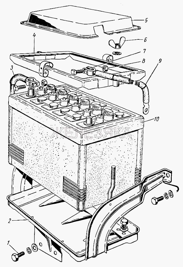 Аккумуляторная батарея.  ГАЗ-21 (каталог 69 г.)