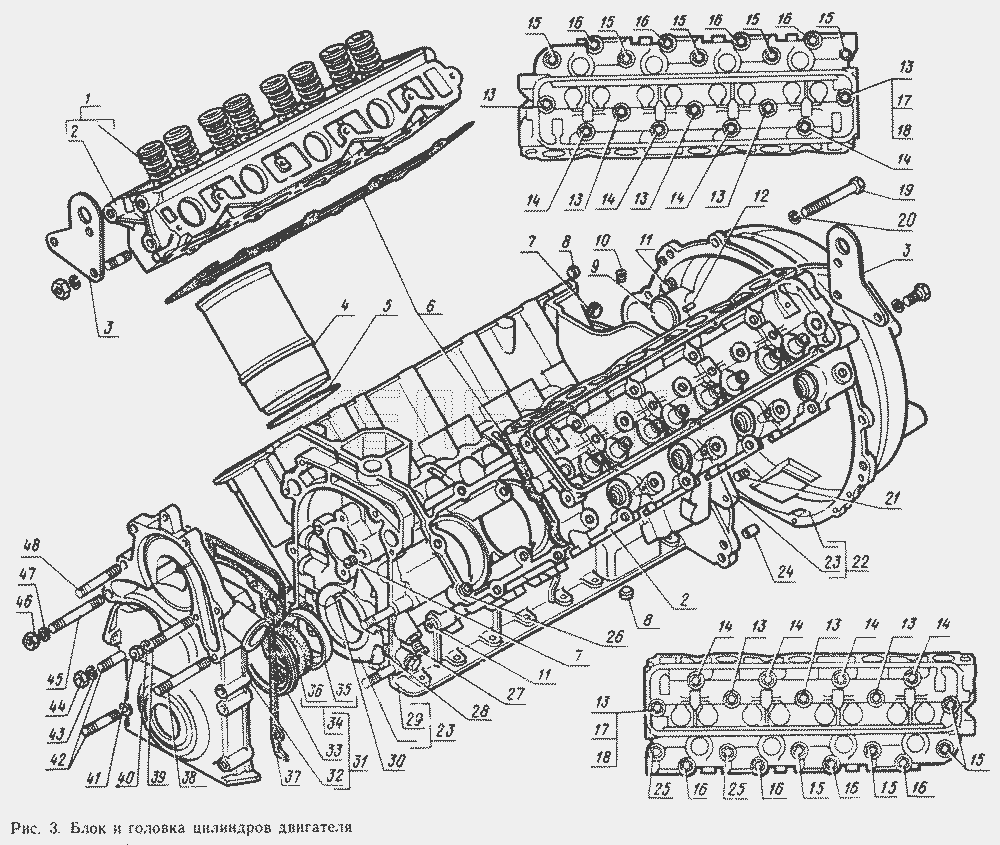 Блок и головка цилиндров двигателя.  ГАЗ-14 (Чайка)