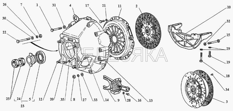 Сцепление двигателя.  ГАЗ-3111