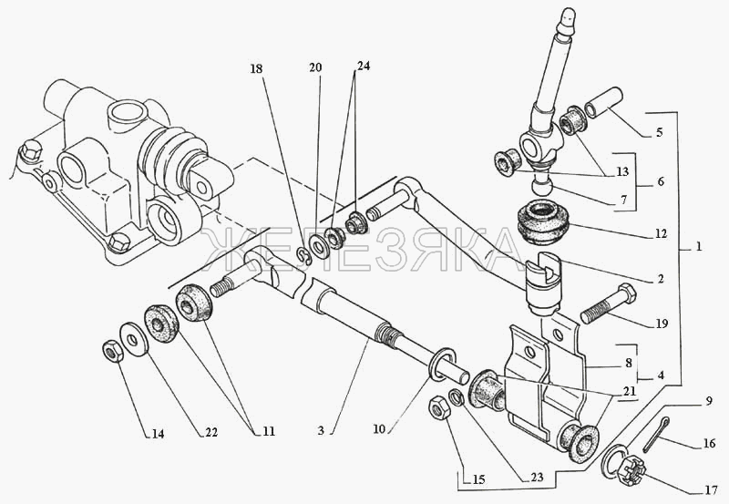 Механизм управления коробкой передач.  ГАЗ-3111