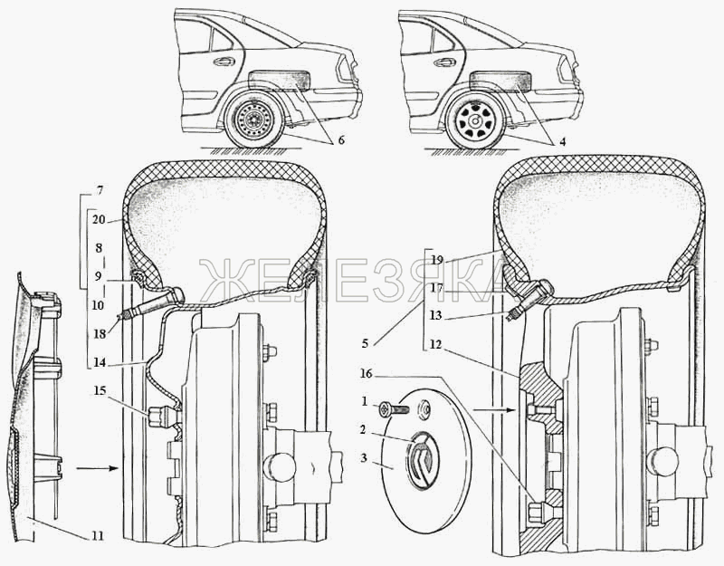 Колесо, вентиль и шина, крепление колеса.  ГАЗ-3111