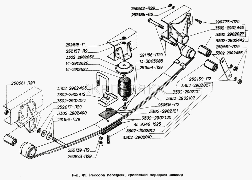 Рессора передняя, крепление передних рессор.  ГАЗ-2705 (ГАЗель)