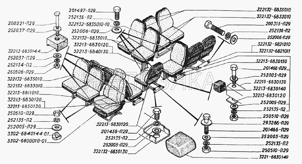 Установка сидений автобуса-такси ГАЗ-322132.  ГАЗ-3221 (2006)