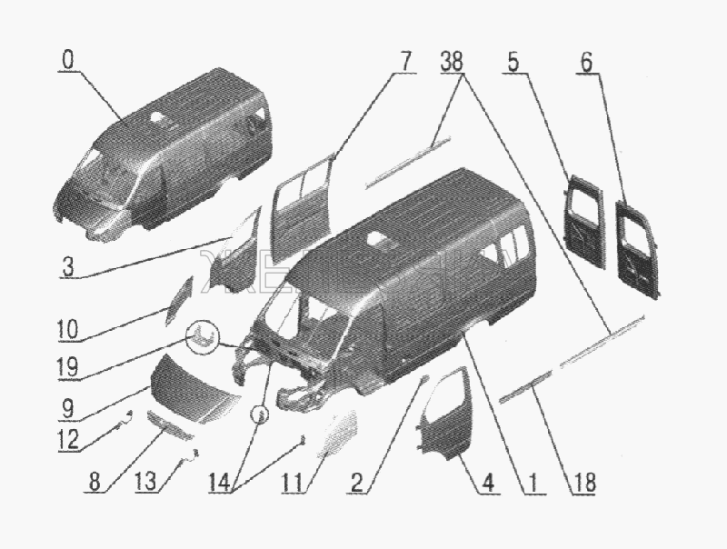 Кузов (нерихтованный) (3221-5000022-20).  ГАЗ-2705, 3221 (куз. детали)