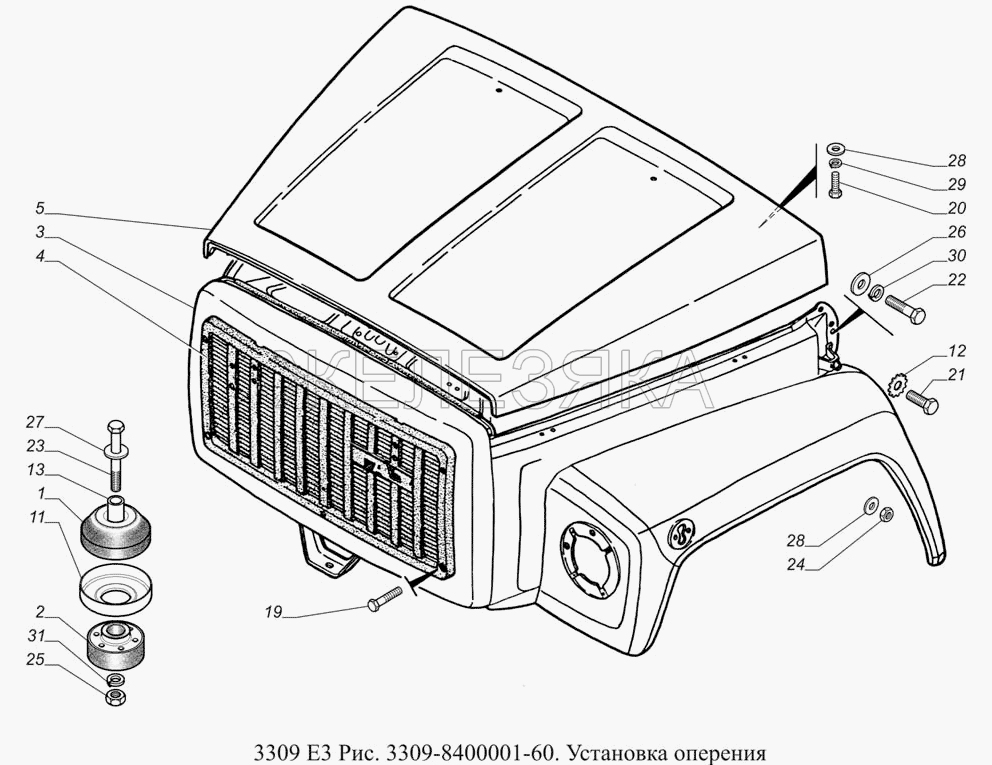 Кабина газ 3309 схема