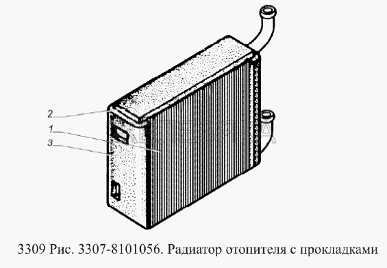 Радиатор отопителя с прокладками.  ГАЗ-3309 (Евро 2)