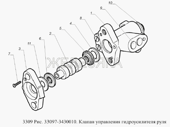 Клапан управления гидроусилителя руля.  ГАЗ-3309 (Евро 2)
