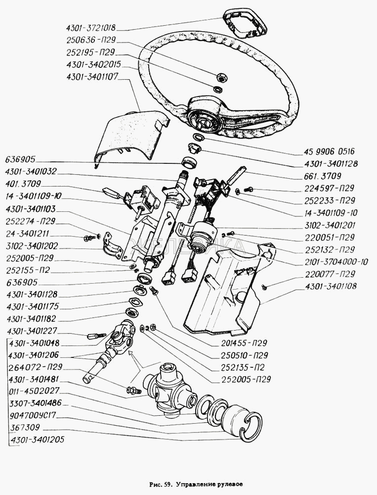 Схема рулевого управления газ 53