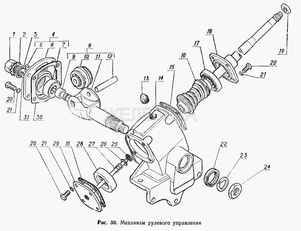Механизм рулевого управления.  ГАЗ-52-02