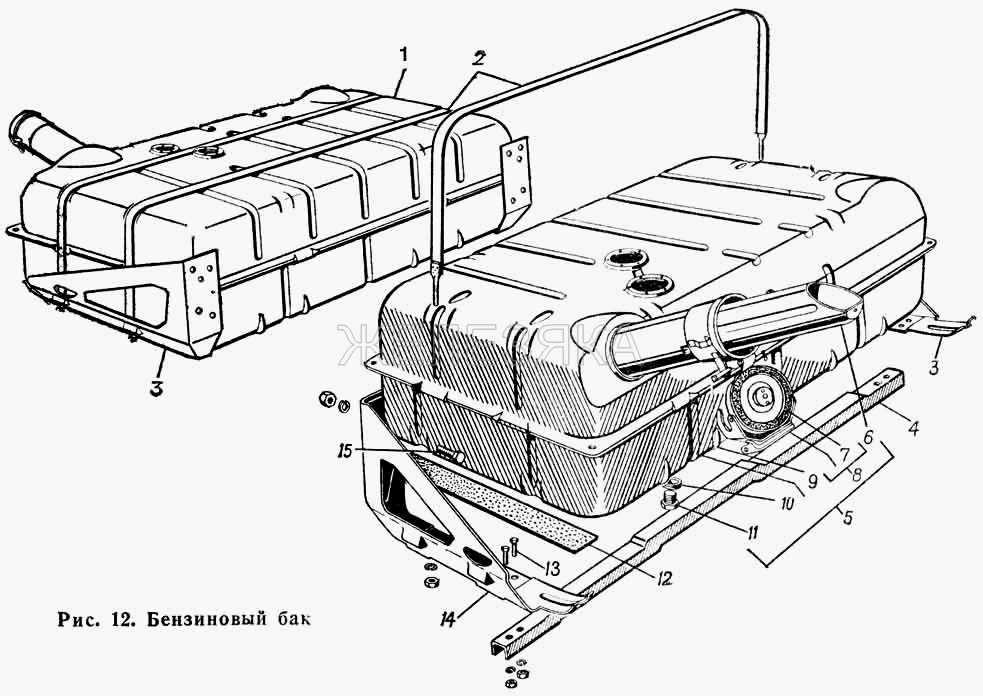 Бензиновый бак.  ГАЗ-66 (Каталог 1983 г.)
